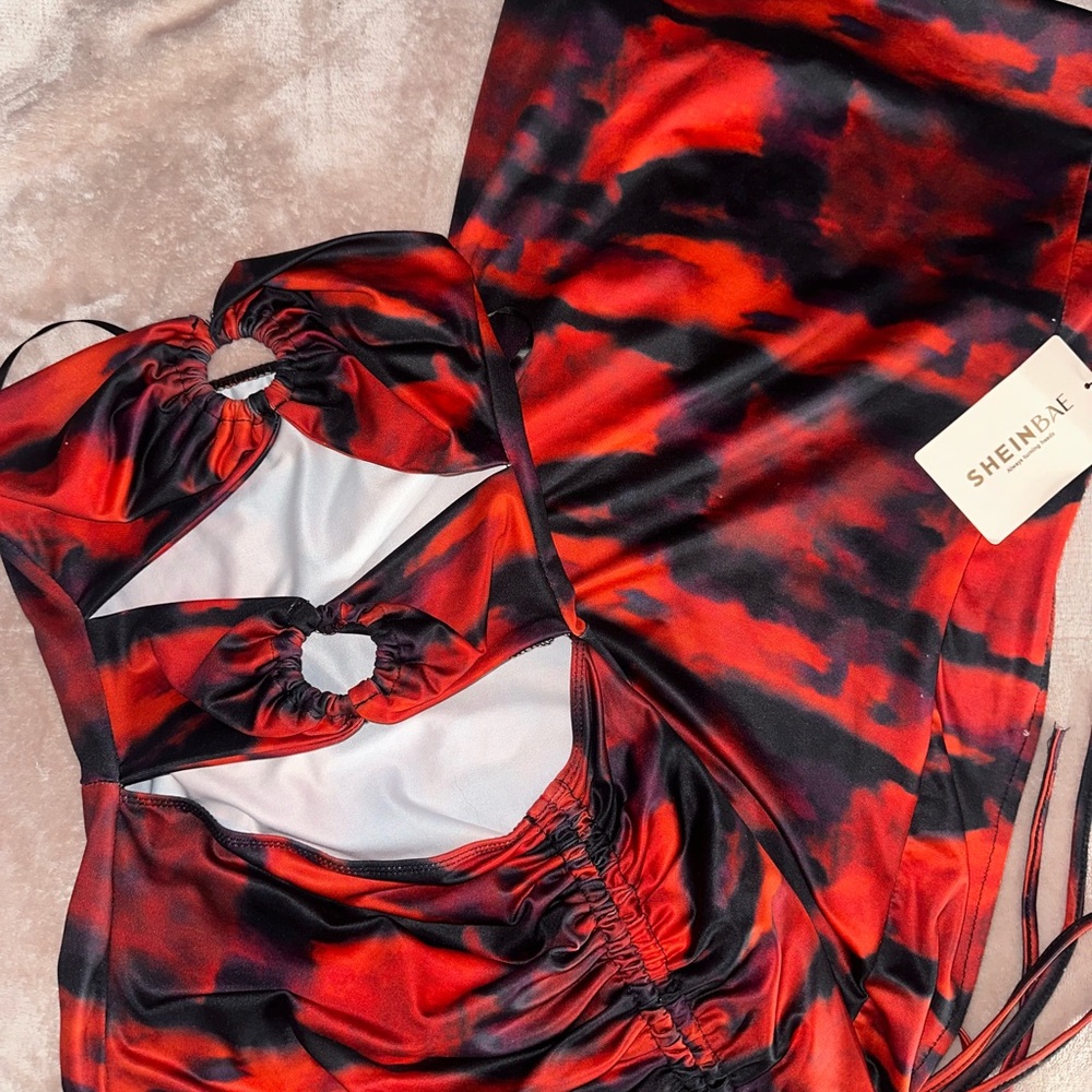 Red and Black Cutout Dress